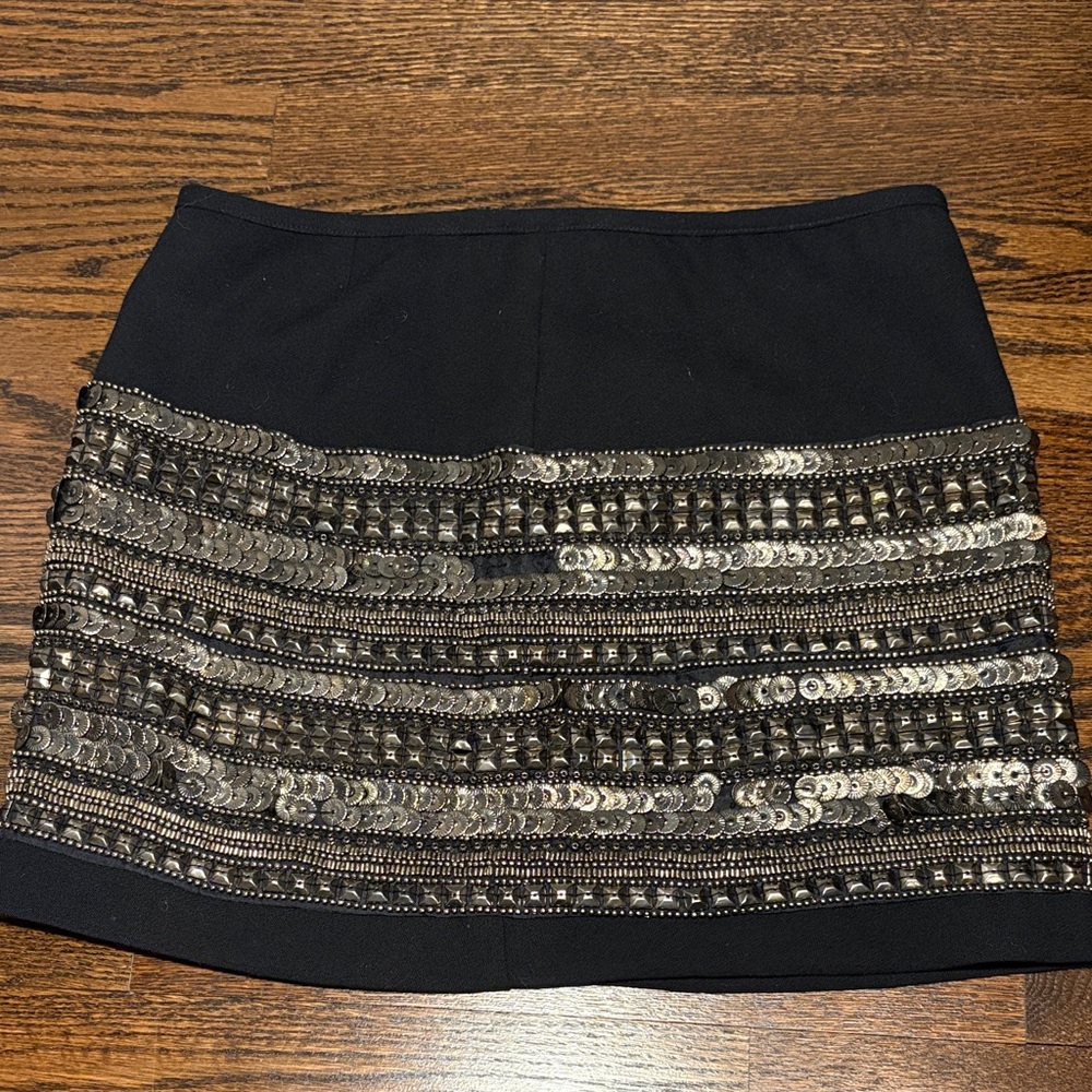 Black Mini Skirt with Silver Sequin Embellishment